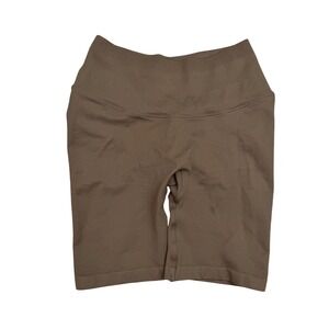 SKIMS Seamless Sculpt Shorts Booty Lift Ruched Brown Athleisure Gymcore Size S/M